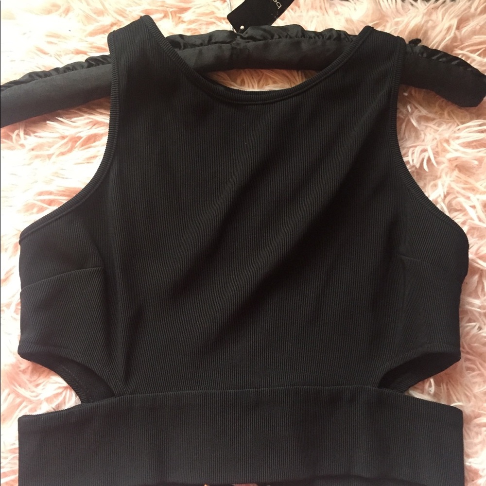 Bebe Eclectic Zebra Rib Lace up Back Too